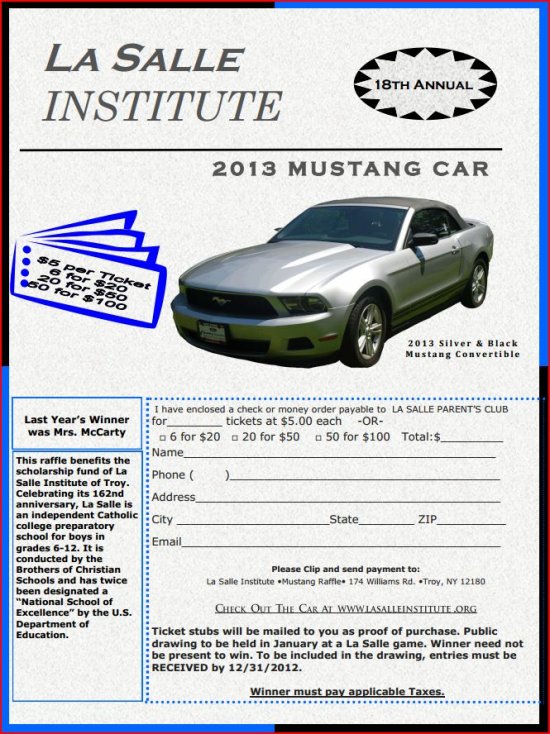 La Salle Institute 2013 Mustang Flyer. 2 Pc. 