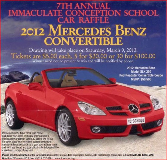 Immaculate Conception School 2013 raffle - 2012 Mercedes SLK Flyer -