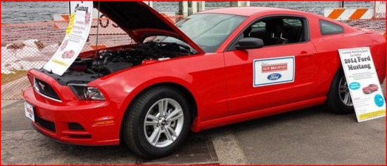 Irondale Band Boosters 8-16-2014 raffle - 2014 Ford Mustang Coupe - left side hood up.close