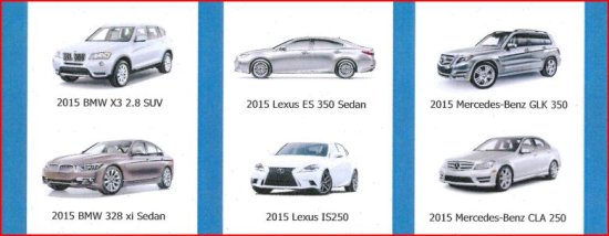 Big Brothers Big Sisters of Mercer County 9-26-2014 raffle - Choose i of 6 Models - 6 cars