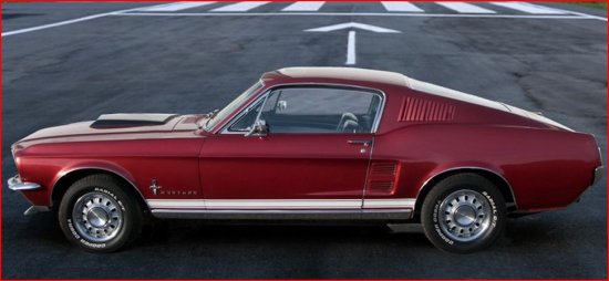 Thunder Bay Museum 2014 - 1967 Mustang Fastback - left side. with arrow