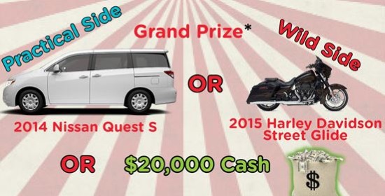 Childrens Museum of Hew Hampshire 4-16-2015 raffle - 2014 Nissan, 2015 Harley or $20,000 - center flyer