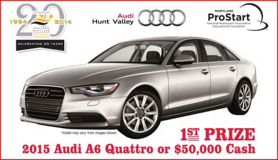 Restaurant Assoc. of Md. Ed. Foundation 4-12-2015 raffle - 2015 Audi A6 Quattro - top half flyer