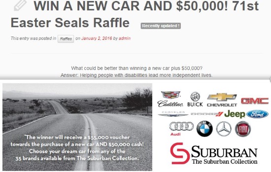 Easter Seals 2-27-2016 raffle #71- A NEW CAR AND $50,000 - car ad