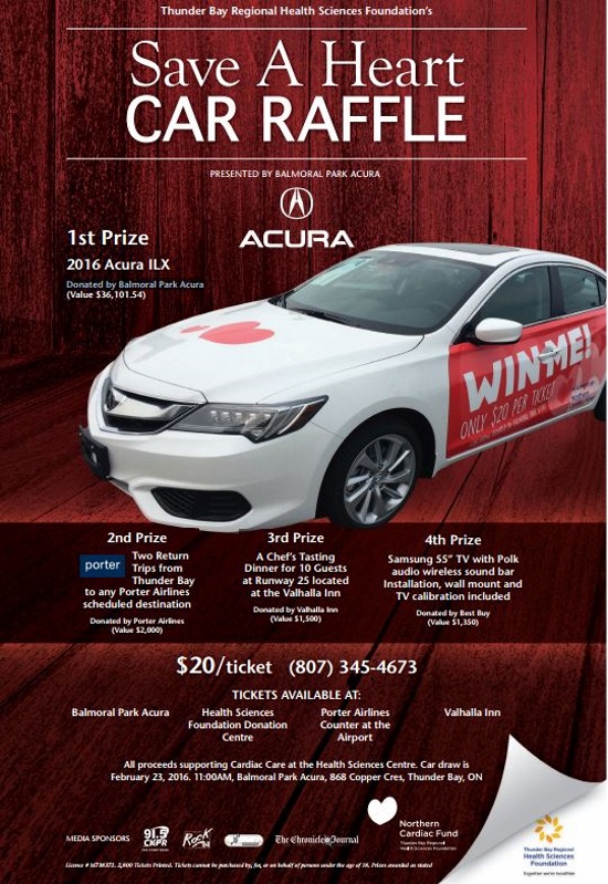 Thunder Bay Regional Health Sciences Foundation 2-23-2016 raffle - 2016 Acura ILX - Flyer