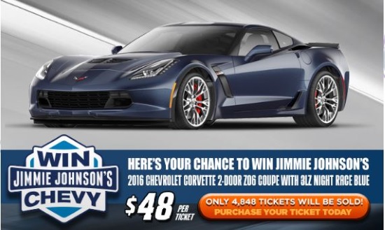 Jimmie Johnson Foundation 11-20-2016 drawing - Jimmie Johnson’s 2016 Corvette Z06 Coupe - sticker wirh price 