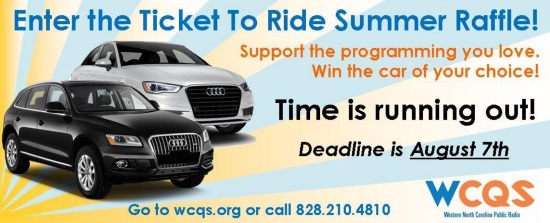 Western North Carolina Public Radio 8-07-2016 raffle - 2016 Audi A3 or Audi Q5 - Poster.clean 