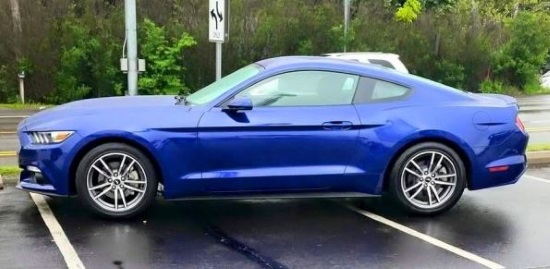 Holy Trinity Catholic School 9-17-2016 raffle- 2016 blue Ford Mustang Coupe - left side.#2 