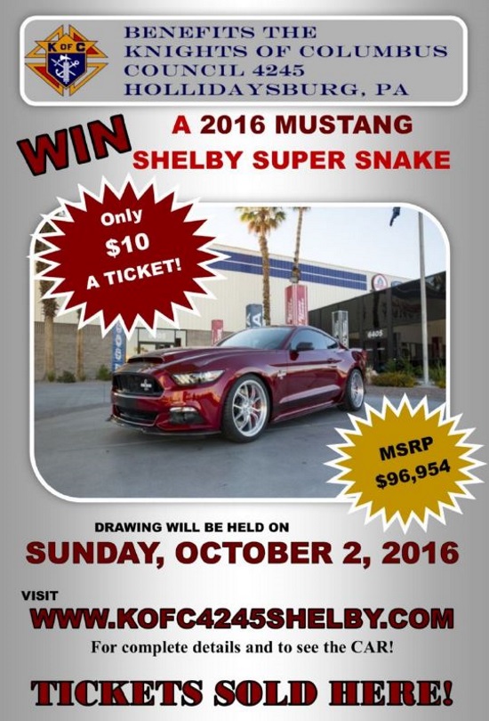 KofC #4245 Council 10-02-2016 raffle - 2016 Mustang Shelby Super Snake - left front Poster #2 