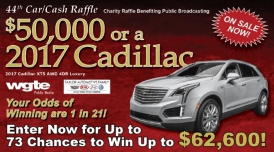 WGTE 10-14-2016 raffle - 2017 Cadillac XT5 AWD 4DR or $50,000 Cash - Flyer