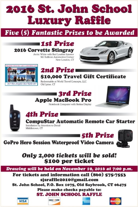 St. John School 11-19-2016 raffle - 2016 Corvette Stingray - Flyer 