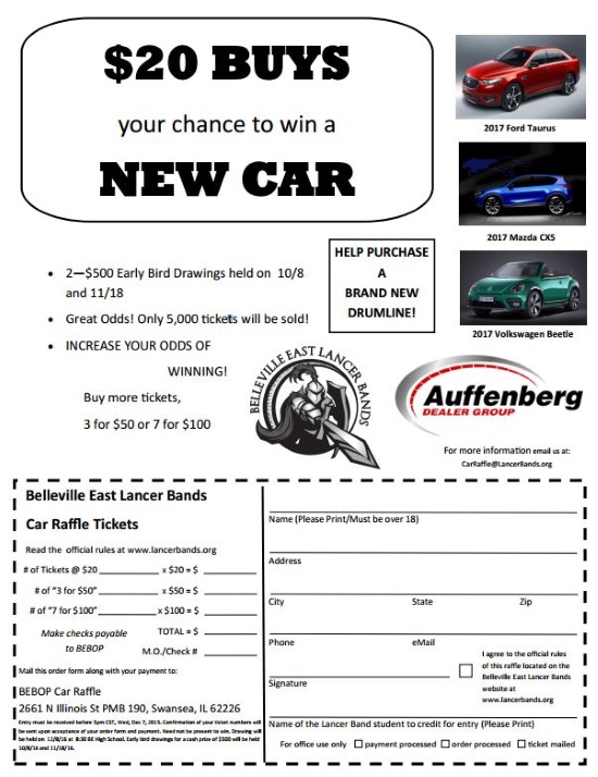 belleville-east-marching-lancers-band-12-08-2016-raffle-choose-a-2017-ford-mazda-volkswagen-or-15000-cash-flyer-