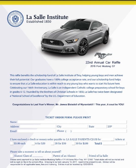 la-salle-institute-parents-club-1-10-2017-raffle-2016-ford-mustang-gt-coupe-order-form-