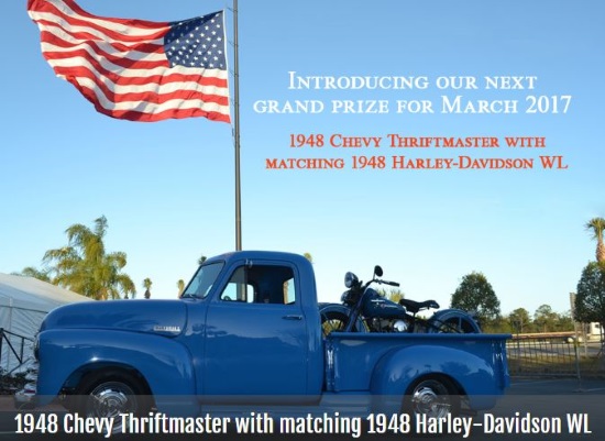 Badd 3-18-2017 raffle , 1948 Chevy PU with Harley, 1934 Ford Coupe or 1950 Indian - Chevy -HD