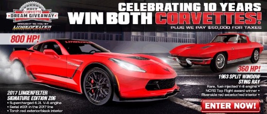 2017 Corvette Dream Giveaway 12-31-2017 drawing - 1963 Split Window, 2017 Lingenfelter Z06 & $50,000 for taxes - Flyer 