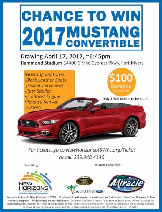 New Horizons of Southwest Florida 4-17-2017 raffle - 2017 Mustang Convertible - Flyer 