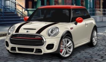 International Motor Racing Research Center 9-10-2017 raffle - 2017 MINI Cooper John Cooper Works - left front on brick