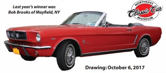 Northeast Classic Car Museum 10-06-2017 raffle - 1965 Ford Mustang Convertible - left front top dn 