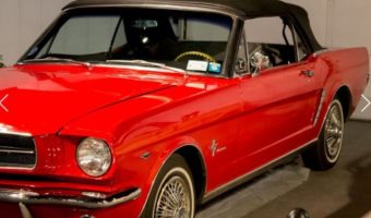 Northeast Classic Car Museum 10-06-2017 raffle - 1965 Ford Mustang Convertible - left front top up