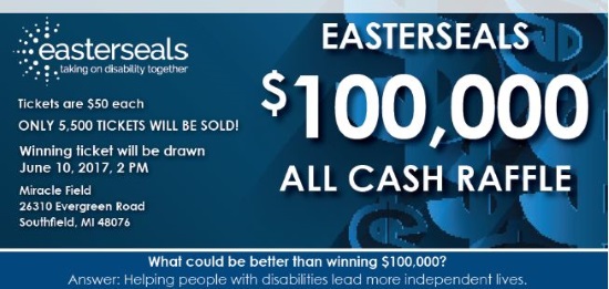 easter seals - 6-10-2017 raffle - Choose your vehicle with $100,000 CASH Prize - Poster 