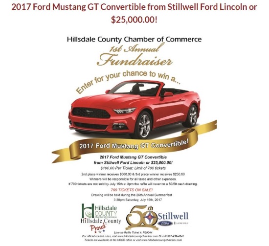 hillsdale-county-chamber-of-commerce-7-15-2017-raffle-2017-ford-mustang-gt-convertible-or-25000-00-poster-