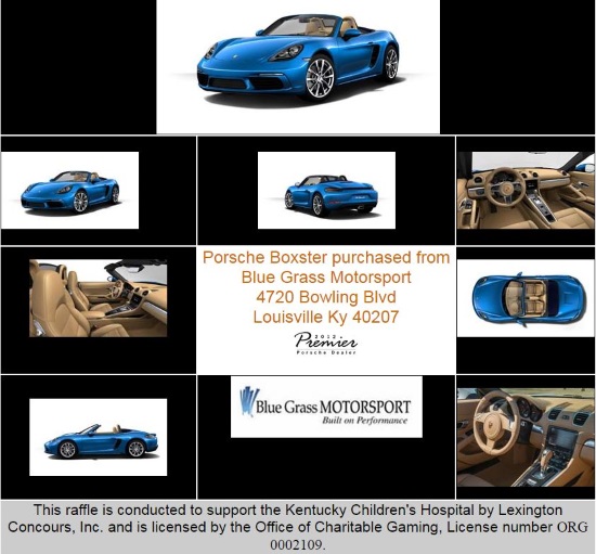 Keeneland Concours d’Elegance 7-15-2017 raffle - 2017 Porsche Boxster - multi pic 