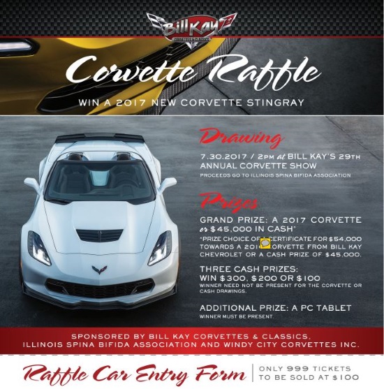 Windy City Corvettes 7-30-2017 raffle - 2017 Chevy Corvette or $45,000 Cash - new Flyer 