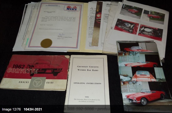 Saint Bernard Catholic Church 8-19-2017 raffle - 1962 Corvette Convertible, 327-340 HP - documents