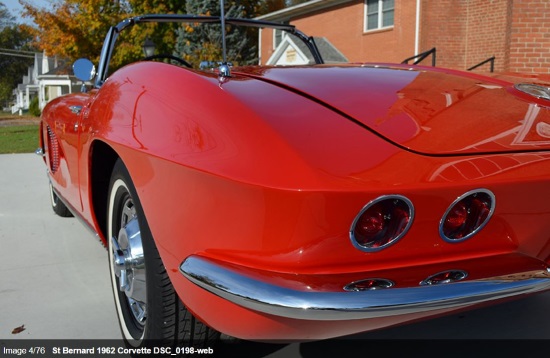 Saint Bernard Catholic Church 8-19-2017 raffle - 1962 Corvette Convertible, 327-340 HP - left rear..bumper 