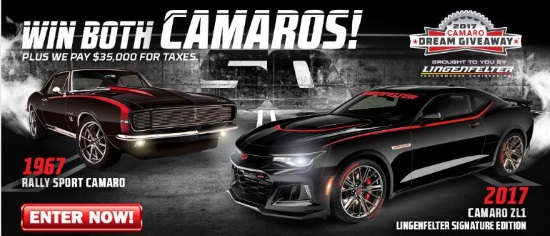 Dream Giveaway 2017 Camaro 9-26-2017 Giveaway - Win Both Camaros Plus $35,000 for taxes - Flyer