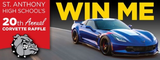 St. Anthony of Padua Church & Schools 9-16-2017 raffle - 2018 Grand Sport Corvette Coupe or $65,000 Cash - Blue with red logo 