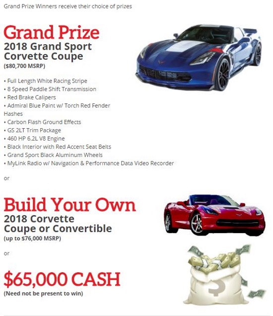 St. Anthony of Padua Church & Schools 9-16-2017 raffle - 2018 Grand Sport Corvette Coupe or $65,000 Cash - Poster