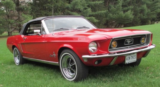 Newtown Lions Club 10- 21- 2017 raffle - 1968 Ford Mustang Convertible - right front..top up 