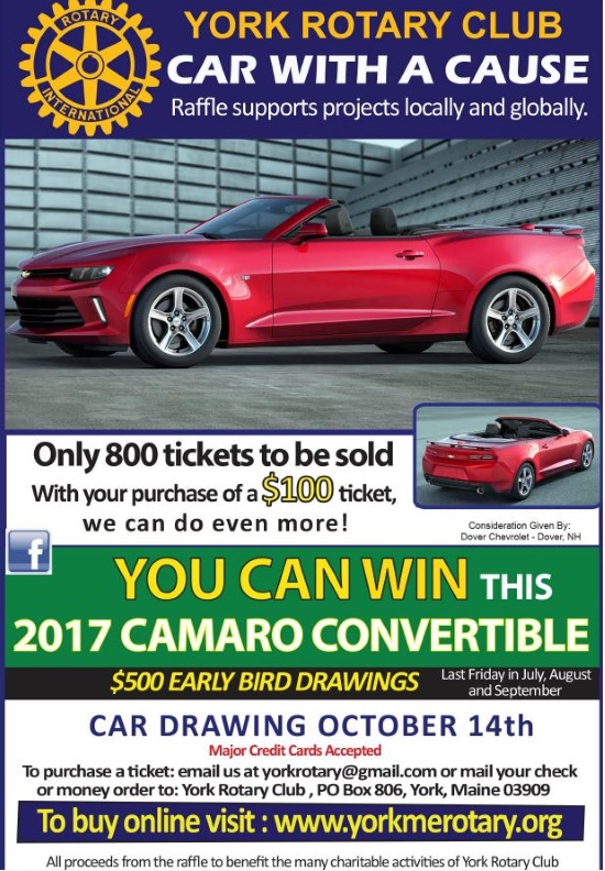 York Rotary Club 10-14-2017 raffle - 2017 Chevy Camaro Convertible - Flyer #2 