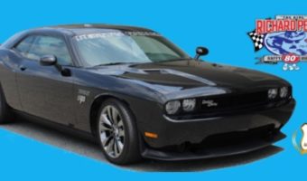 Brevard Alzheimer's Foundation Inc 5-06-2018 drawing - 2014 Petty's Garage Dodge Challenger SRT8 - right front Petty logo