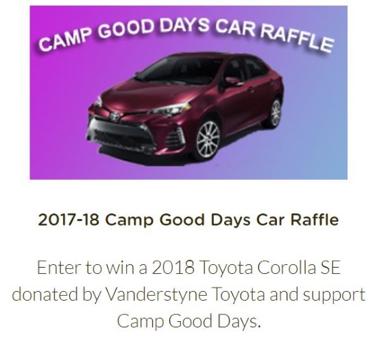 Camp Good Days and Special Times 1-11-2018 raffle - 2018 Toyota Corolla SE - car with ad 