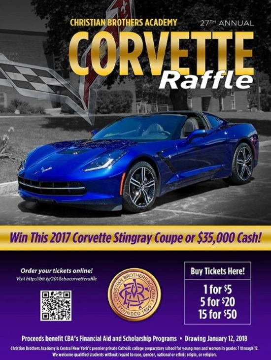 Christian Brothers Academy 1- 12-2018 raffle - 2017 Admiral Blue Corvette Stingray Coupe - Flyer 