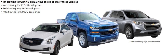 Mountain States Foundation 1- 27-2018 raffle - Choose a 2018 Cadillac ATS, 2017 Chevy Silverado or 2018 Chevy Traverse - 3 car 