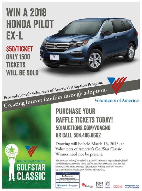 Volunteers of America Southeast Louisiana 3-13-2018 raffle - 2018 Honda Pilot EX-L - Flyer 