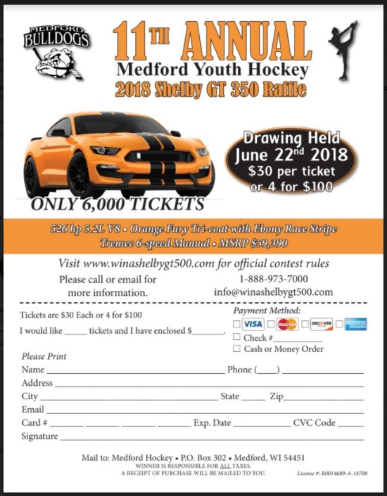 Medford Wisconsin Youth Hockey 6-22-2018 rafgfle - 2018 Ford Mustang Shelby GT 350 - Flyer - 