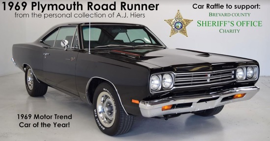 Brevard County Sheriff’s Office Charity, Inc 7-07-2018 raffle - 1969 Plymouth Road Runner - right front.with badge