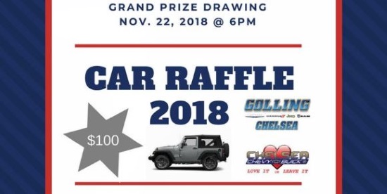 Chelsea Area Chamber of Commerce 11-22-2018 raffle - $25,000 Car Voucher or $25,000 Cash - Poster