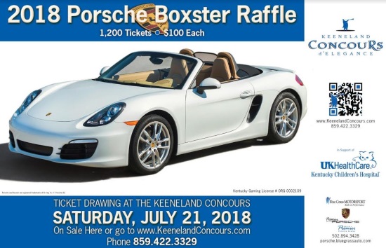 Keeneland Concours d’Elegance 7-21-2018 raffle - 2018 Porsche Boxster - poster 