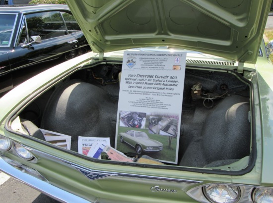 Western PA Corvair Club 7-27-2018 raffle - 1969 Chevy Corvair 500 - Trunk with flyer 