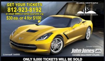 St. Mary of the Knobs Catholic Church 8-19-2018 raffle - 2019 Chevy Corvette or $75,000 Cash - Flyer