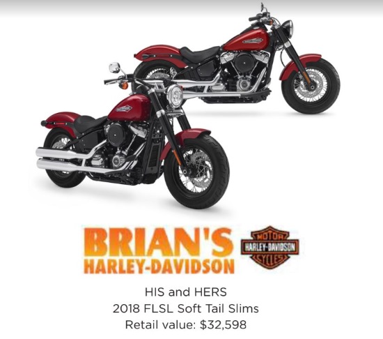 Big Brothers Big Sisters of Mercer County 9-26-2018 raffle - Choose 1 of 5 cars or a pair of Harley’s - Harleys 