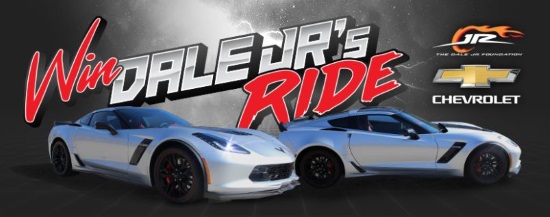 Dale Jr. Foundation 9-04-2018 raffle - Dale Jr's 2018 Corvette Coupe Z06 and $25,000 Cash - 2 car poster 