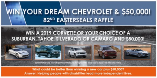 Easterseals Michigan 9-22-2018 raffle - Choose 1 of 5 Chevrolets and $50,000 Cash - flyer 