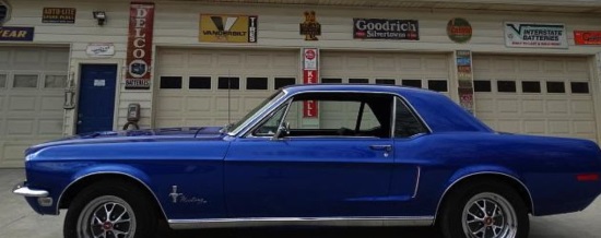 Elevate 9-14-2018 raffle - 1968 Blue Ford Mustang Coupe - left side