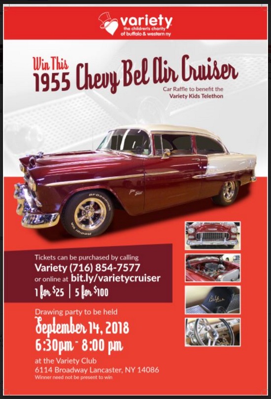 Variety - the Children's Charity 9-14-2018 raffle - 1955 Chevy Bel Air Cruiser - left side - Flyer -